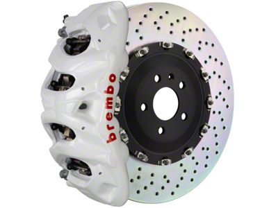 Brembo GT Series 8-Piston Front Big Brake Kit with 16.20-Inch 2-Piece Cross Drilled Rotors; White Calipers (09-14 2WD F-150)