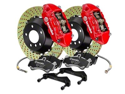 Brembo GT Series 4-Piston Rear Big Brake Kit with 15-Inch Cross Drilled Rotors; Red Calipers (2017 F-150 Raptor)