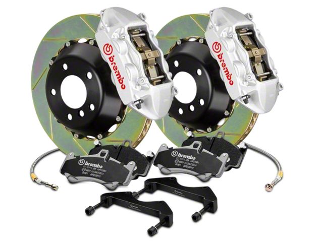 Brembo GT Series 4-Piston Rear Big Brake Kit with 15-Inch Type 1 Slotted Rotors; Silver Calipers (2017 F-150 Raptor)
