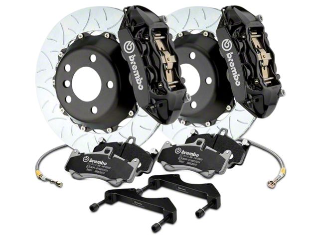 Brembo GT Series 4-Piston Rear Big Brake Kit with 15-Inch Type 3 Slotted Rotors; Black Calipers (2017 F-150 Raptor)