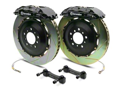 Brembo GT Series 4-Piston Rear Big Brake Kit with 2-Piece Slotted Rotors; Black Calipers (07-13 Silverado 1500)