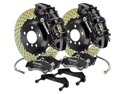 Brembo GT Series 6-Piston Front Big Brake Kit with 15-Inch Cross Drilled Rotors; Black Calipers (17-20 F-150 Raptor)