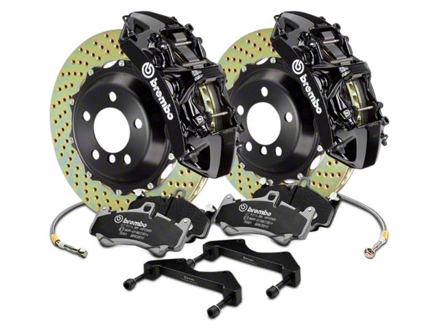 Brembo GT Series 6-Piston Front Big Brake Kit with 15-Inch Cross Drilled Rotors; Black Calipers (17-20 F-150 Raptor)