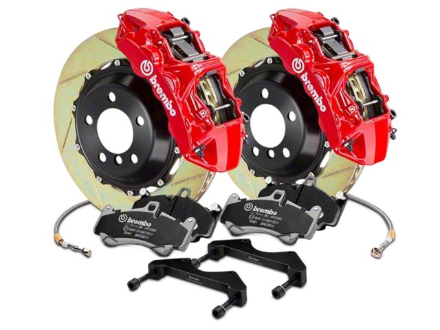 Brembo GT Series 6-Piston Front Big Brake Kit with 15-Inch Type 1 Slotted Rotors; Red Calipers (17-20 F-150 Raptor)