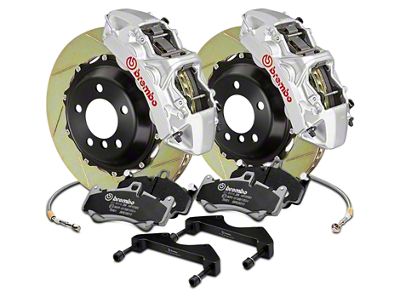 Brembo GT Series 6-Piston Front Big Brake Kit with 15-Inch Type 1 Slotted Rotors; Silver Calipers (17-20 F-150 Raptor)
