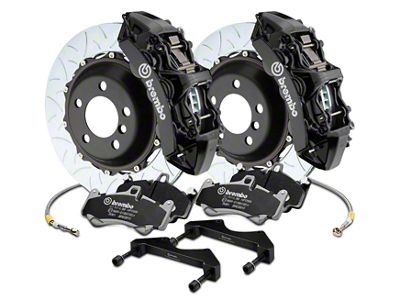 Brembo GT Series 6-Piston Front Big Brake Kit with 15-Inch Type 3 Slotted Rotors; Black Calipers (17-20 F-150 Raptor)