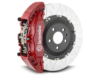 Brembo GT Series 6-Piston Front Big Brake Kit with Type 3 Slotted Rotors; Red Calipers (07-18 Silverado 1500)