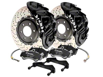 Brembo GT Series 8-Piston Front Big Brake Kit with 16.20-Inch Cross Drilled Rotors; Black Calipers (17-20 F-150 Raptor)