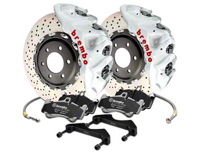 Brembo GT Series 8-Piston Front Big Brake Kit with 16.20-Inch Cross Drilled Rotors; White Calipers (17-20 F-150 Raptor)