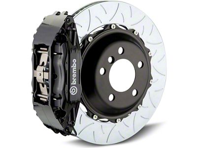 Brembo GT Series 4-Piston Rear Big Brake Kit with Type 3 Slotted Rotors; Black Calipers (07-13 Sierra 1500)