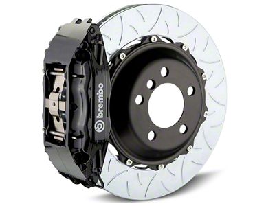 Brembo GT Series 4-Piston Rear Big Brake Kit with Type 3 Slotted Rotors; Black Calipers (14-18 Sierra 1500)