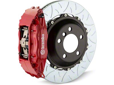 Brembo GT Series 4-Piston Rear Big Brake Kit with Type 3 Slotted Rotors; Red Calipers (07-13 Sierra 1500)