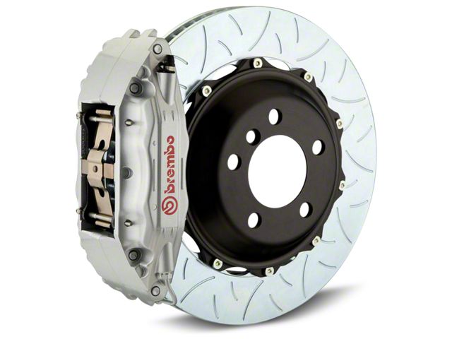 Brembo GT Series 4-Piston Rear Big Brake Kit with Type 3 Slotted Rotors; Silver Calipers (07-13 Sierra 1500)
