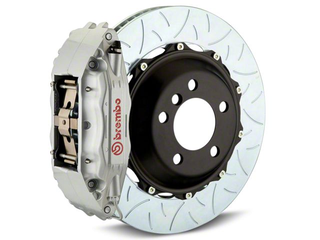 Brembo GT Series 4-Piston Rear Big Brake Kit with Type 3 Slotted Rotors; Silver Calipers (14-18 Sierra 1500)