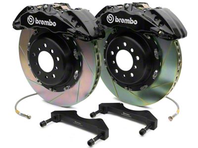 Brembo GT Series 6-Piston Front Big Brake Kit with 2-Piece Slotted Rotors; Black Calipers (07-18 Sierra 1500)
