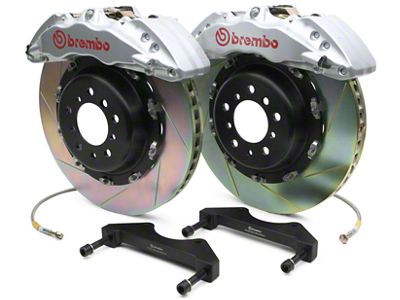 Brembo GT Series 6-Piston Front Big Brake Kit with 2-Piece Slotted Rotors; Silver Calipers (07-18 Sierra 1500)