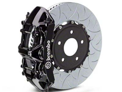 Brembo GT Series 6-Piston Front Big Brake Kit with Type 3 Slotted Rotors; Black Calipers (07-18 Sierra 1500)