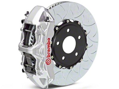 Brembo GT Series 6-Piston Front Big Brake Kit with Type 3 Slotted Rotors; Silver Calipers (07-18 Sierra 1500)