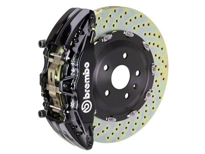 Brembo GT Series 6-Piston Front Big Brake Kit with 2-Piece Cross Drilled Rotors; Black Calipers (00-06 Silverado 1500)