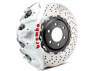 Brembo GT Series 8-Piston Front Big Brake Kit with 2-Piece Cross Drilled Rotors; White Calipers (07-18 Sierra 1500)