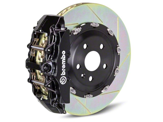 Brembo GT Series 8-Piston Front Big Brake Kit with 2-Piece Slotted Rotors; Black Calipers (07-18 Sierra 1500)