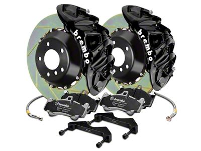 Brembo GT Series 8-Piston Front Big Brake Kit with 2-Piece Slotted Rotors; Black Calipers (07-18 Silverado 1500)