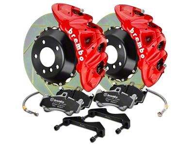 Brembo GT Series 8-Piston Front Big Brake Kit with 2-Piece Slotted Rotors; Red Calipers (07-18 Sierra 1500)