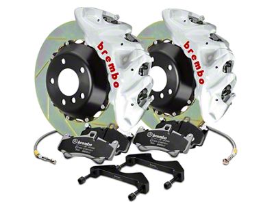 Brembo GT Series 8-Piston Front Big Brake Kit with 2-Piece Slotted Rotors; White Calipers (07-18 Sierra 1500)
