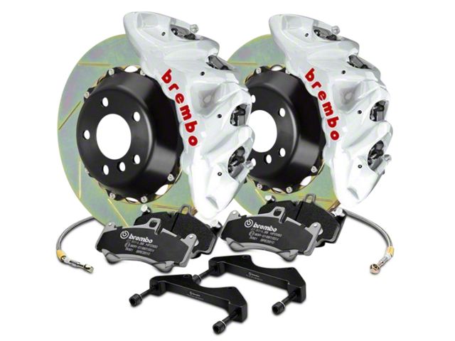 Brembo GT Series 8-Piston Front Big Brake Kit with 2-Piece Slotted Rotors; White Calipers (07-18 Silverado 1500)