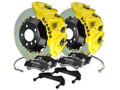 Brembo GT Series 8-Piston Front Big Brake Kit with 2-Piece Slotted Rotors; Yellow Calipers (07-18 Silverado 1500)