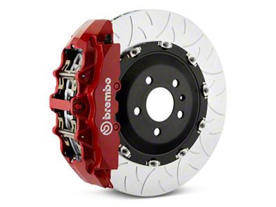 Brembo GT Series 8-Piston Front Big Brake Kit with Type 3 Slotted Rotors; Red Calipers (00-06 Silverado 1500)