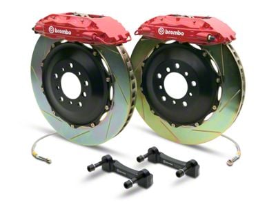 Brembo GT Series 4-Piston Rear Big Brake Kit with 2-Piece Slotted Rotors; Red Calipers (07-13 Sierra 1500)