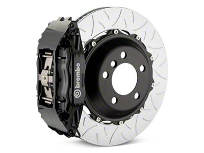 Brembo GT Series 4-Piston Rear Big Brake Kit with Type 3 Slotted Rotors; Black Calipers (07-13 Silverado 1500)