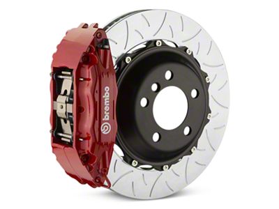 Brembo GT Series 4-Piston Rear Big Brake Kit with Type 3 Slotted Rotors; Red Calipers (07-13 Silverado 1500)