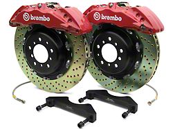 Brembo GT Series 6-Piston Front Big Brake Kit with 2-Piece Cross Drilled Rotors; Red Calipers (07-18 Silverado 1500)