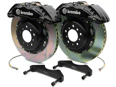 Brembo GT Series 6-Piston Front Big Brake Kit with 2-Piece Slotted Rotors; Black Calipers (07-18 Silverado 1500)