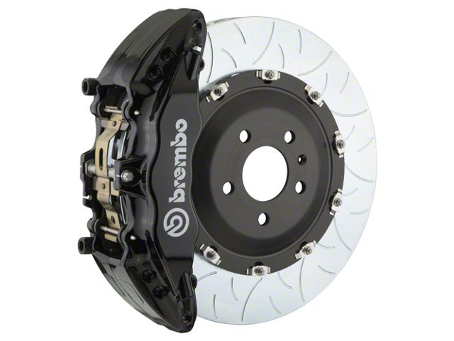 Brembo GT Series 6-Piston Front Big Brake Kit with 15-Inch 2-Piece Type 3 Slotted Rotors; Black Calipers (04-08 RAM 1500)
