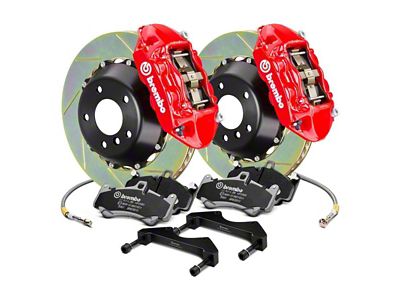 Brembo GT Series 4-Piston Rear Big Brake Kit with 2-Piece Slotted Rotors; Red Calipers (00-06 Sierra 1500)