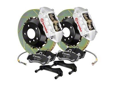 Brembo GT Series 4-Piston Rear Big Brake Kit with 2-Piece Slotted Rotors; Silver Calipers (00-06 Sierra 1500)
