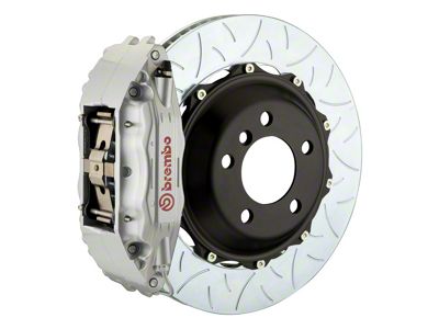 Brembo GT Series 4-Piston Front Big Brake Kit with 14-Inch 2-Piece Type 3 Slotted Rotors; Silver Calipers (00-06 Sierra 1500)
