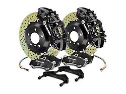 Brembo GT Series 6-Piston Front Big Brake Kit with 15-Inch 2-Piece Cross Drilled Rotors; Black Calipers (19-23 Sierra 1500)