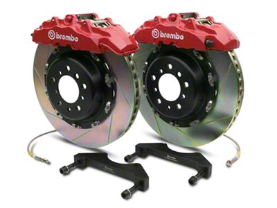 Brembo GT Series 8-Piston Front Big Brake Kit with 2-Piece Slotted Rotors; Red Calipers (00-06 Sierra 1500)