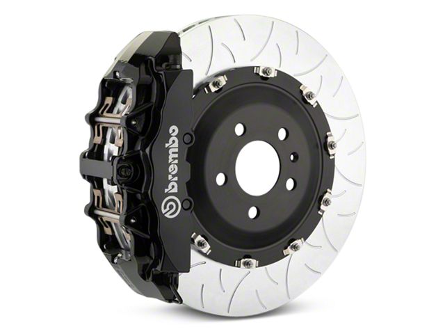 Brembo GT Series 8-Piston Front Big Brake Kit with Type 3 Slotted Rotors; Black Calipers (00-06 Sierra 1500)