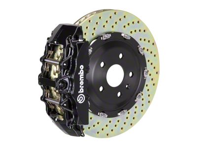 Brembo GT Series 8-Piston Front Big Brake Kit with 15-Inch 2-Piece Cross Drilled Rotors; Black Calipers (00-06 Sierra 1500)