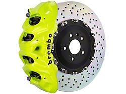 Brembo GT Series 8-Piston Front Big Brake Kit with 16.20-Inch 2-Piece Cross Drilled Rotors; Fluorescent Yellow Calipers (07-18 Sierra 1500)