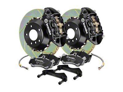 Brembo GT Series 4-Piston Rear Big Brake Kit with 2-Piece Slotted Rotors; Black Calipers (00-06 Silverado 1500)