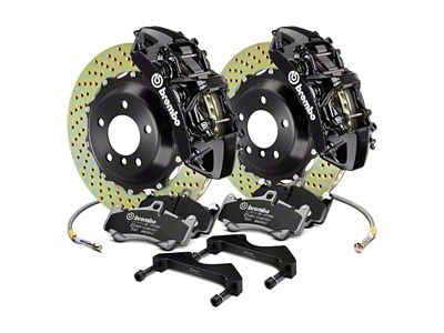 Brembo GT Series 6-Piston Front Big Brake Kit with 15-Inch 2-Piece Cross Drilled Rotors; Black Calipers (19-25 Silverado 1500)