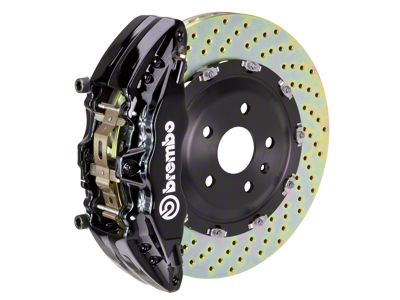 Brembo GT Series 6-Piston Front Big Brake Kit with 15-Inch 2-Piece Cross Drilled Rotors; Black Calipers (01-06 Silverado 2500 HD)