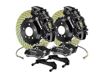 Brembo GT Series 6-Piston Front Big Brake Kit with 15-Inch 2-Piece Cross Drilled Rotors; Black Calipers (21-24 Tahoe)