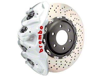 Brembo GT Series 8-Piston Front Big Brake Kit with 16.20-Inch 2-Piece Cross Drilled Rotors; White Calipers (21-24 Tahoe)